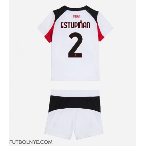 Camiseta AC Milan Pervis Estupinan #2 Visitante Equipación para niños 2025-26 manga corta (+ pantalones cortos)